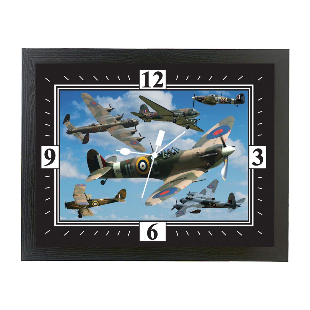 Personalised Gift Products Black Spitfire, Lancaster And War Planes Gift Clock
