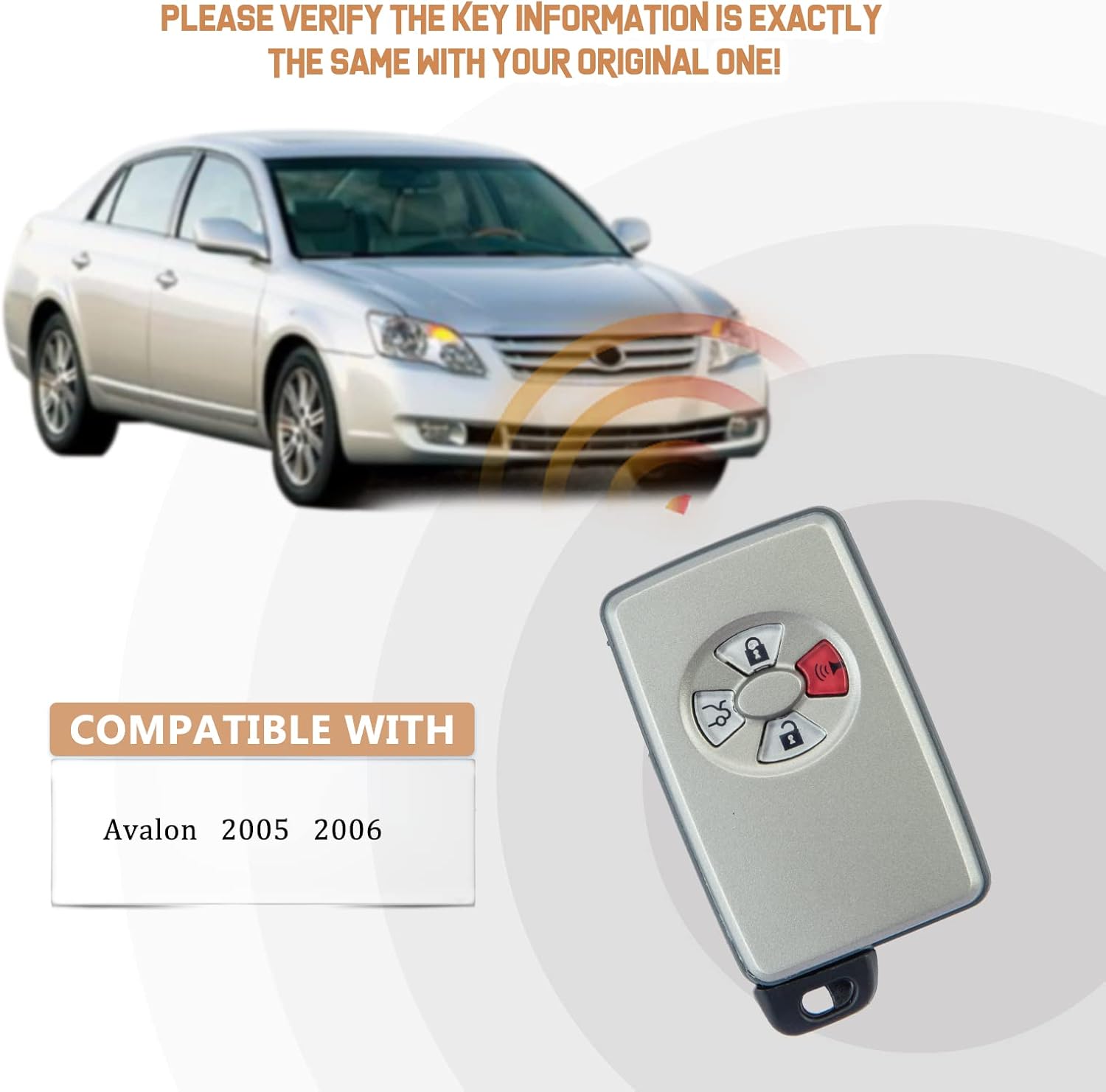 New Keyless Entry Remote Car Key Fob Replacement for Avalon 2005-2007 Smart Remote Key 271451-0111 HYQ14AAF