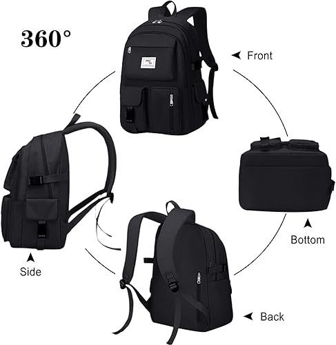 Miniatura 5 de FANDARE Mochila casual Daypacks Bolsa grande para laptop, Negro -, Mochilas Daypack