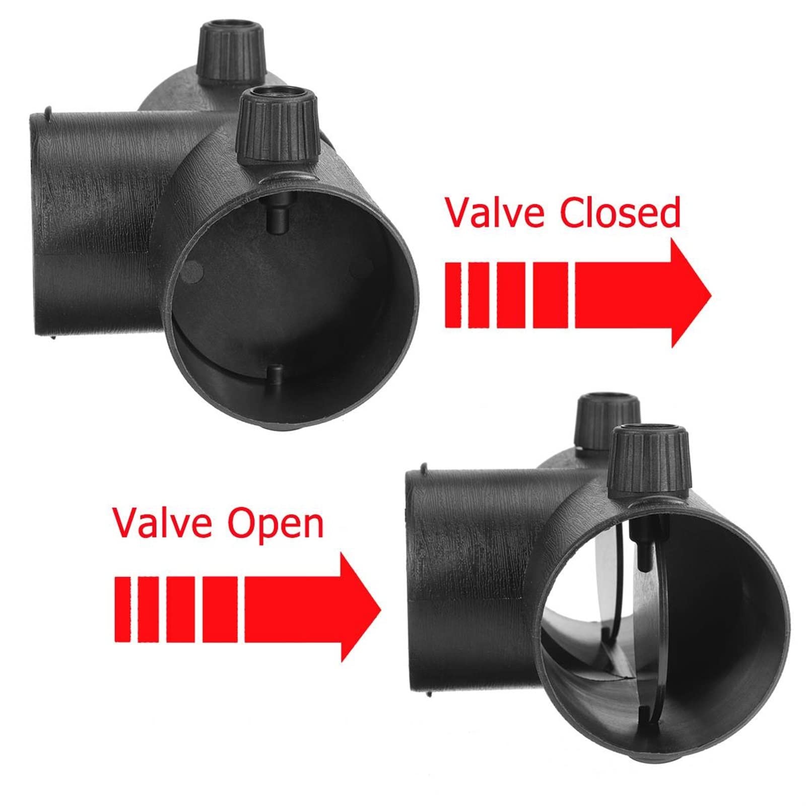 Connecteur Échappement En Y 60mm - Pour Chauffage Propex - Avec Clapets De Régulation - ABS Noir
