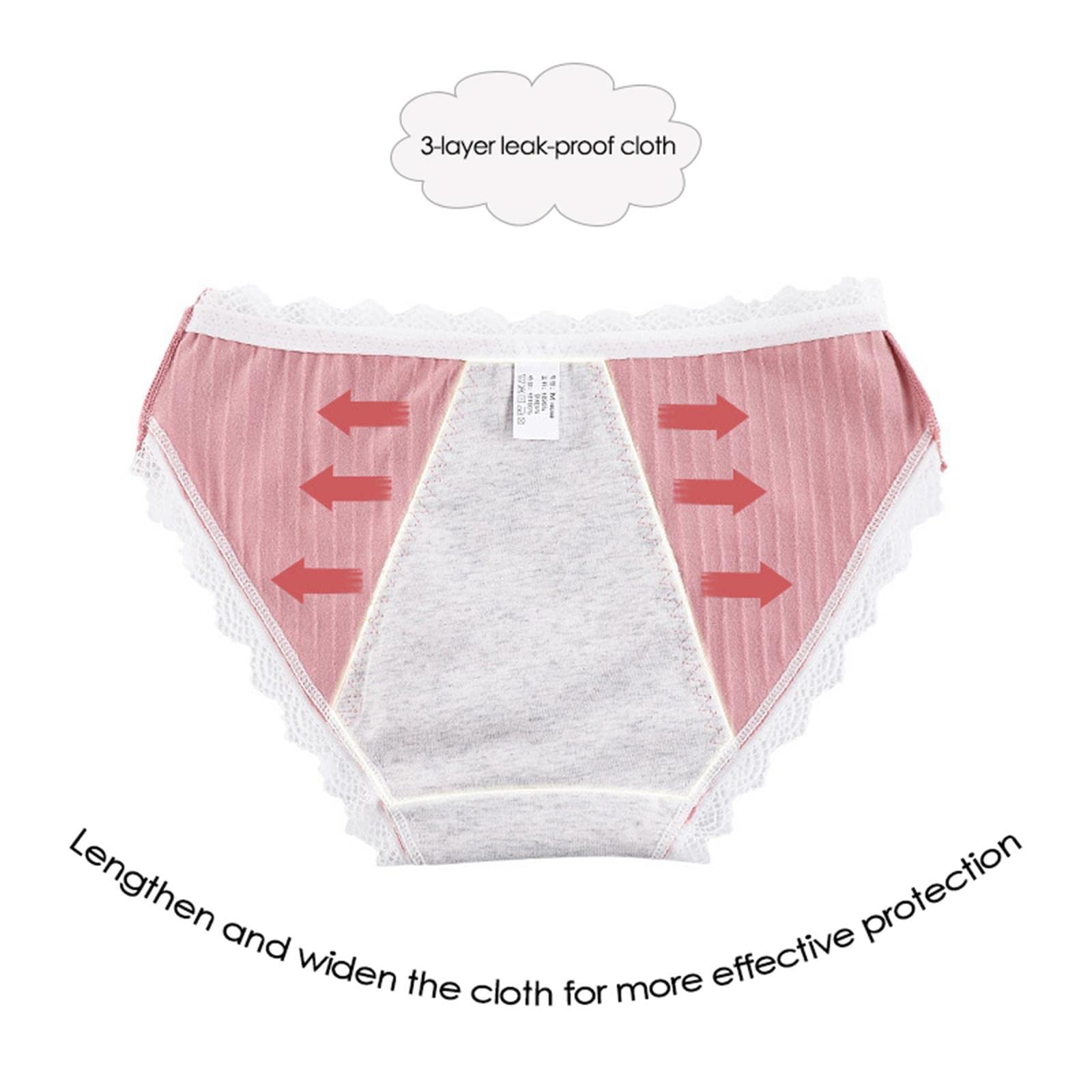 Unterhosen Damen 3 Packs Lady Leak Proof Menstruation Slips-Blue,L