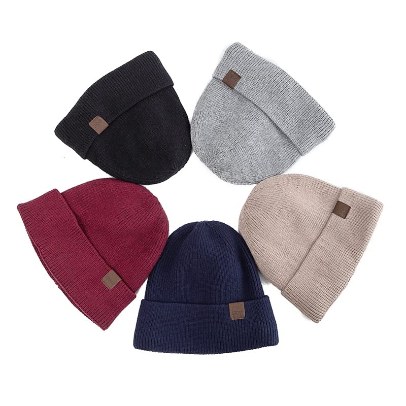 LEMITA Sombrero de invierno unisex Añadir gorro cálido de lana Gorro suave para hombres y mujeres al aire libre Espesar deportes de esquí sombrero de punto, caqui, Talla única
