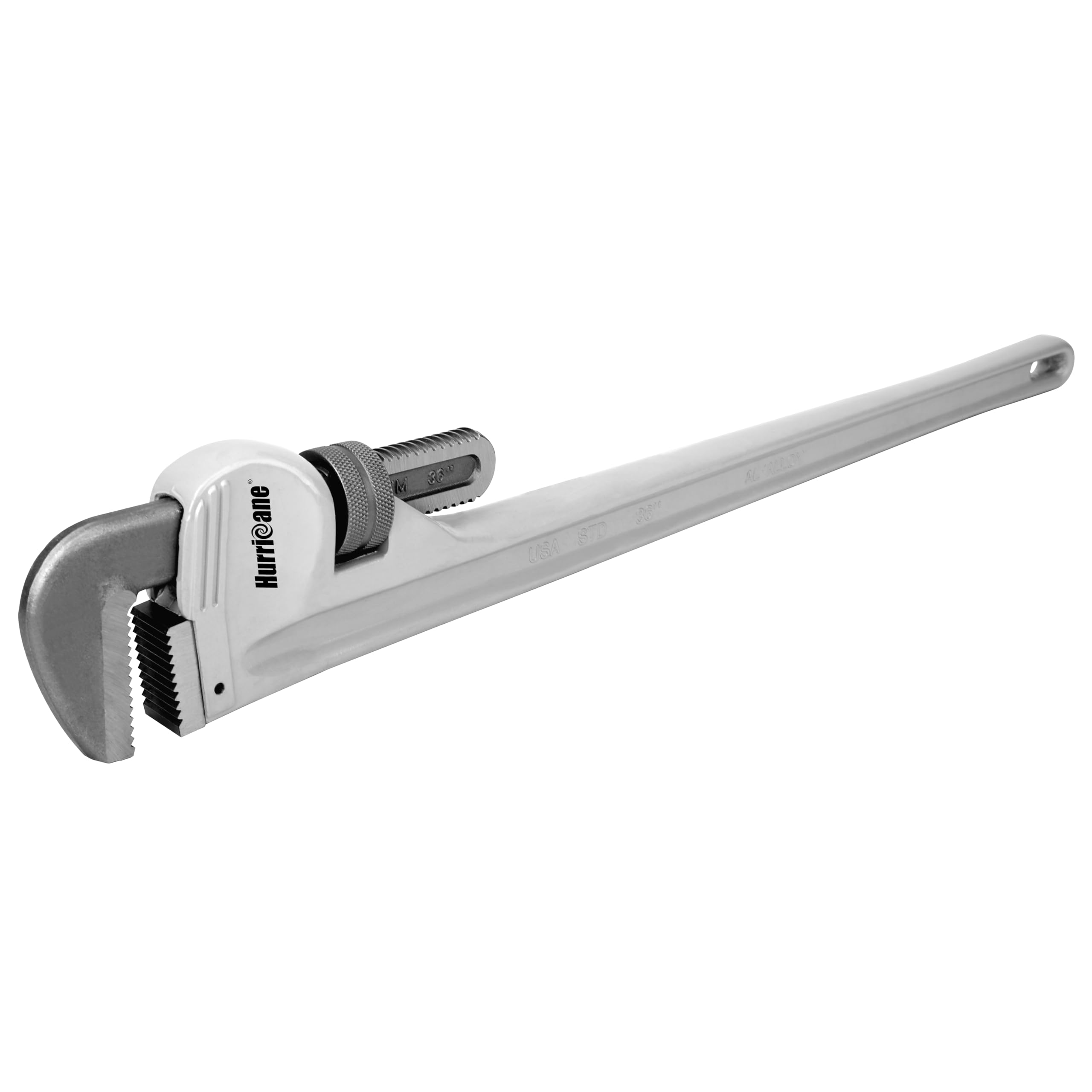 hurricane aluminum pipe wrench, 36 inch, heavy duty adjustable plumbing tool, steel jaws, lightweight construction, 2-4.5 inch grip range