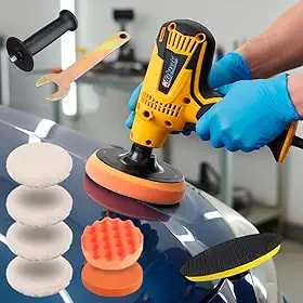 Politriz Automotiva Lixadeira Elétrica Rotativa Com 6 Velocidades Profissional 600-4500rpm 900w (Amarelo - 110v)
