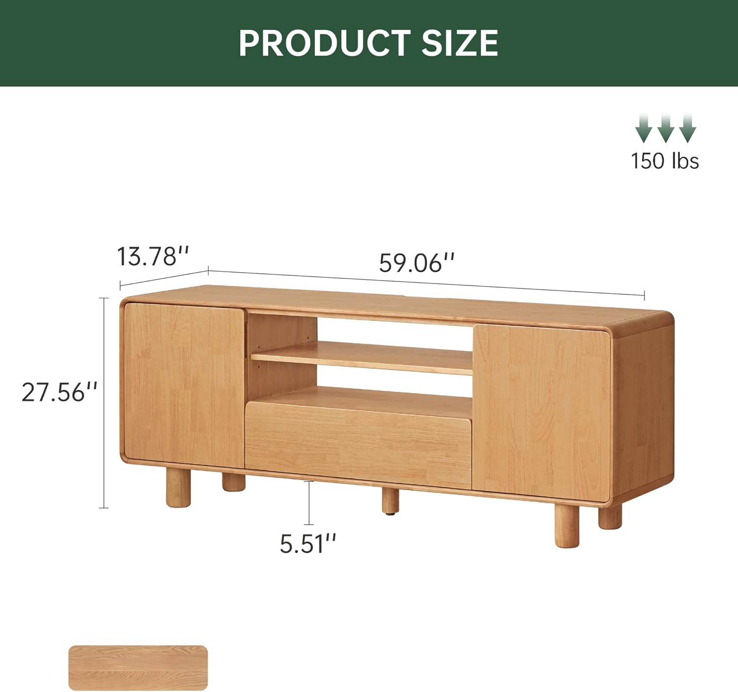 59.06" Farmhouse Wooden TV Stand for TVs Up to 65 inch, Entertainment Center with Storage Cabinets Mid Century Modern Media TV Console Table for Bedroom Living Room