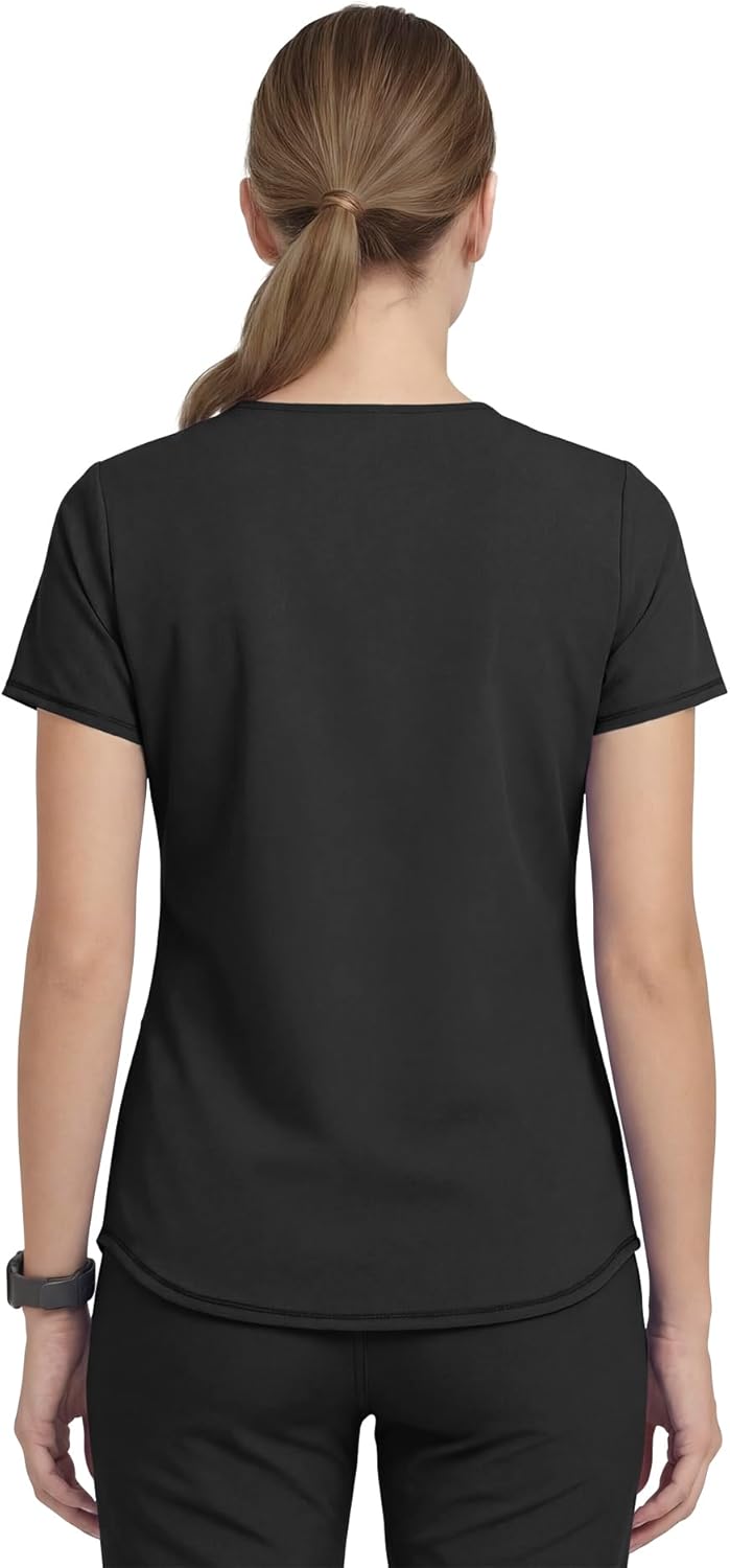 AllHeart Scrubs For Women Set Layered V-Neck Top & Mid Rise Pull-On Jogger Scrub Pant, 6 Pockets Medical Uniform - Image 9