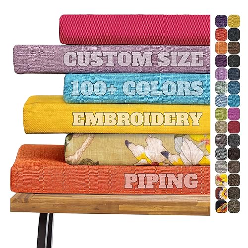 Custom Bench Cushion, Bay Window Seat Cushion, Durable Indoor/Outdoor Bench Seat Cushion, 100+ Colors to Choose from, Non-Slip Bottom, 50D High-Resilience Upholstery Foam