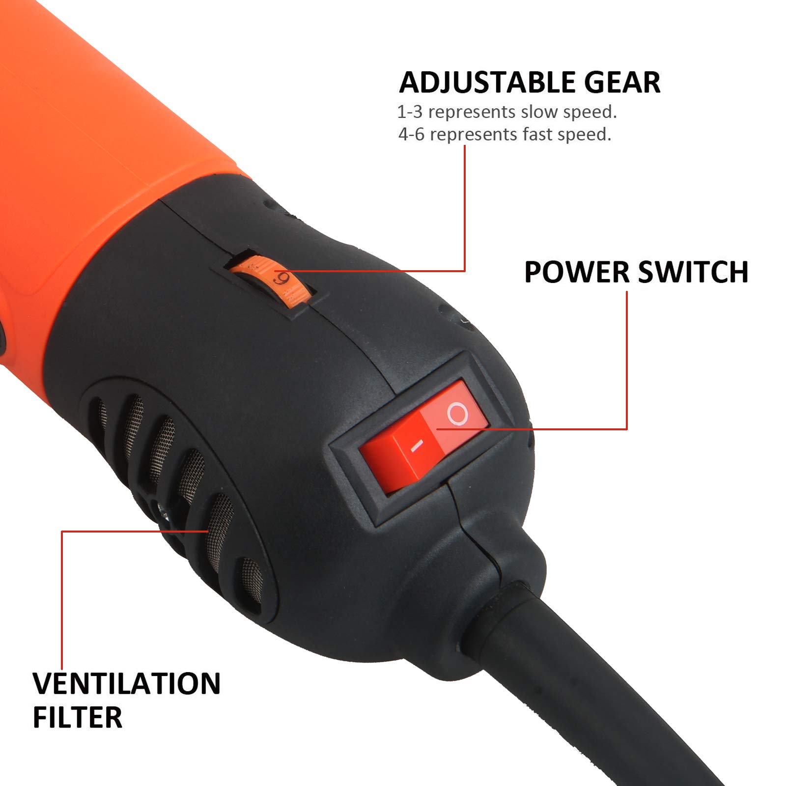 Vinteky 690W - Cortacésped eléctrico de oveja (6 velocidades, ajustable), color naranja