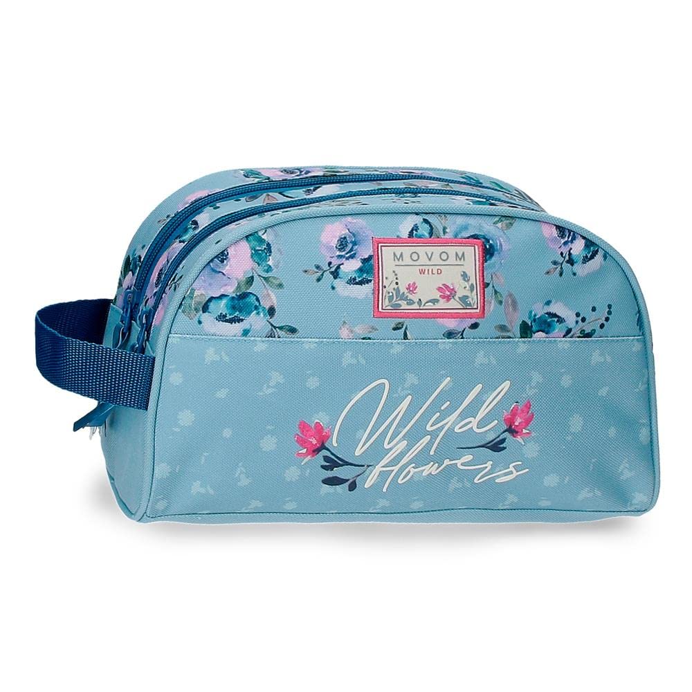 MOVOM Wild Flowers Neceser Dos Compartimentos Azul 24x14x10 cms Poliéster