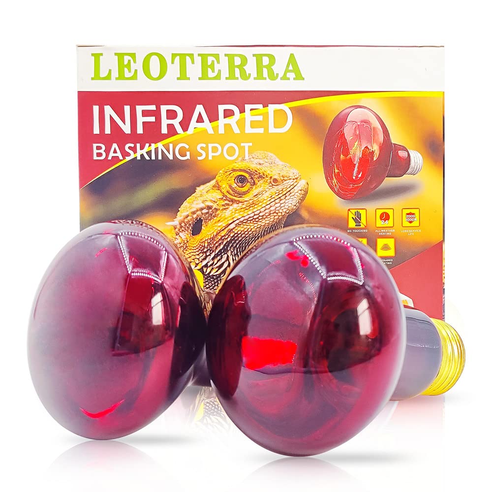 Leoterra 75W Red Infrared Night Heat Lamp Fits 20-40 Gallon Tank (2 Pack)- Thickened Glass 2000+ Hours Long Life for Bearded Dragon,Ball Pythons, Snake, Turtle, E26 110V - image 7