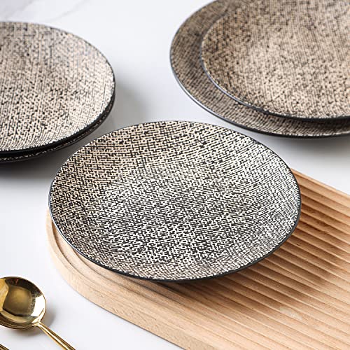Stone Lain Stoneware Dish Set, 4 Salad Plates, Sophie - Brown And Black #TOP2