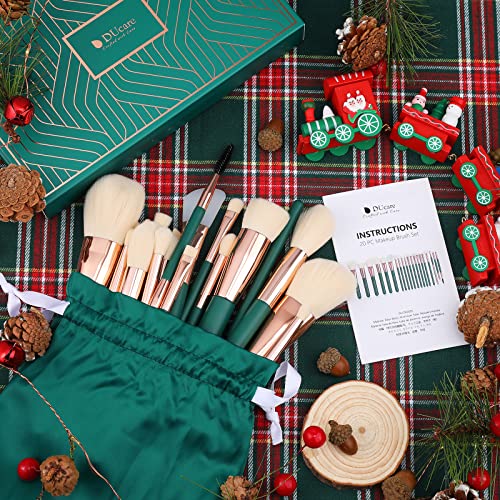 DUcare Makeup Brushes Professional 20Pcs Green Makeup Brush set with Silicone Face Mask Brush Kabuki Foundation Blending Powder Blush Concealers Eyeshadows Brushes - Image 3