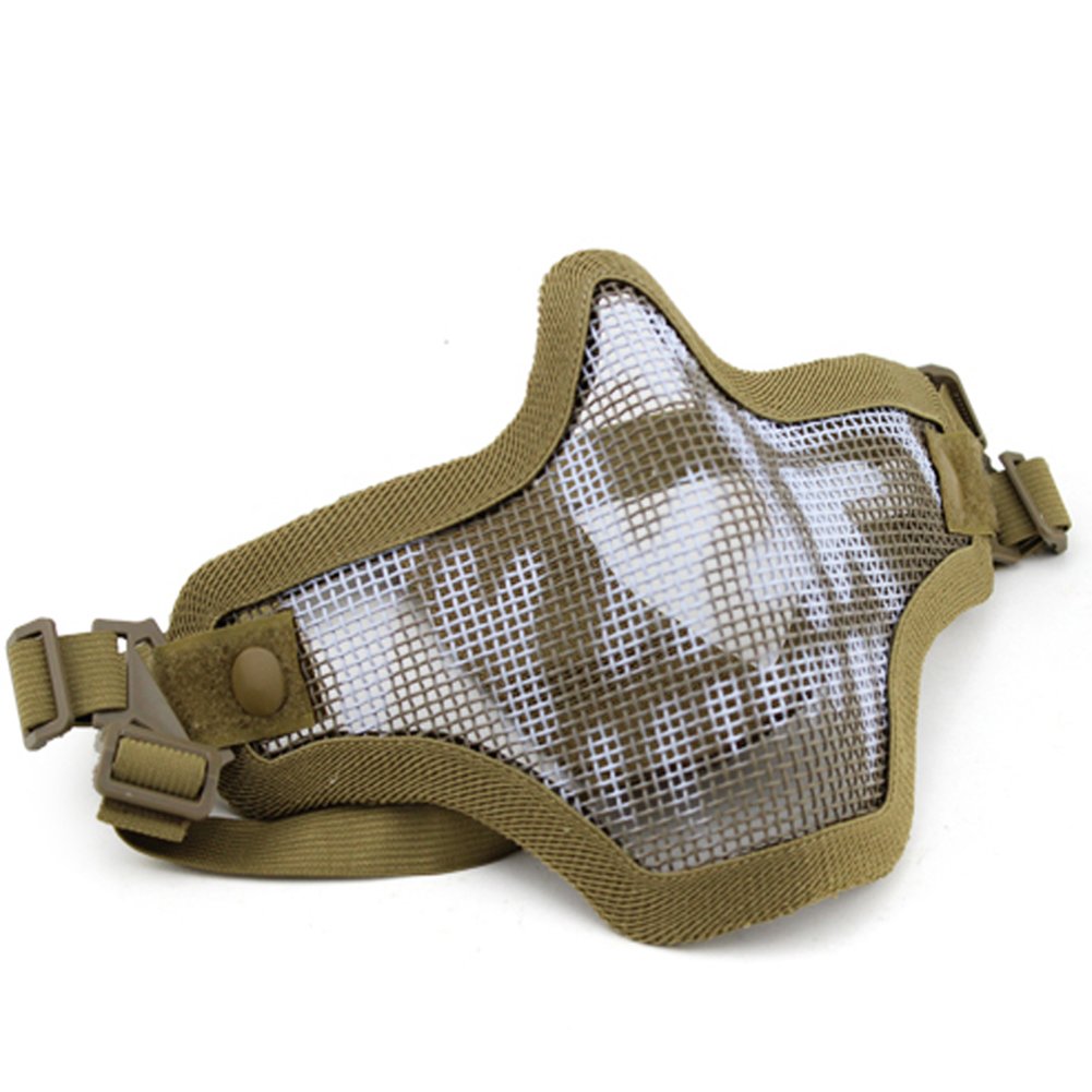 OAREA Tactical Mask Half Face Low Carbon Steel Wire Warrior Mask Protect Solid Mask For Game Field CS Tactical Equipment