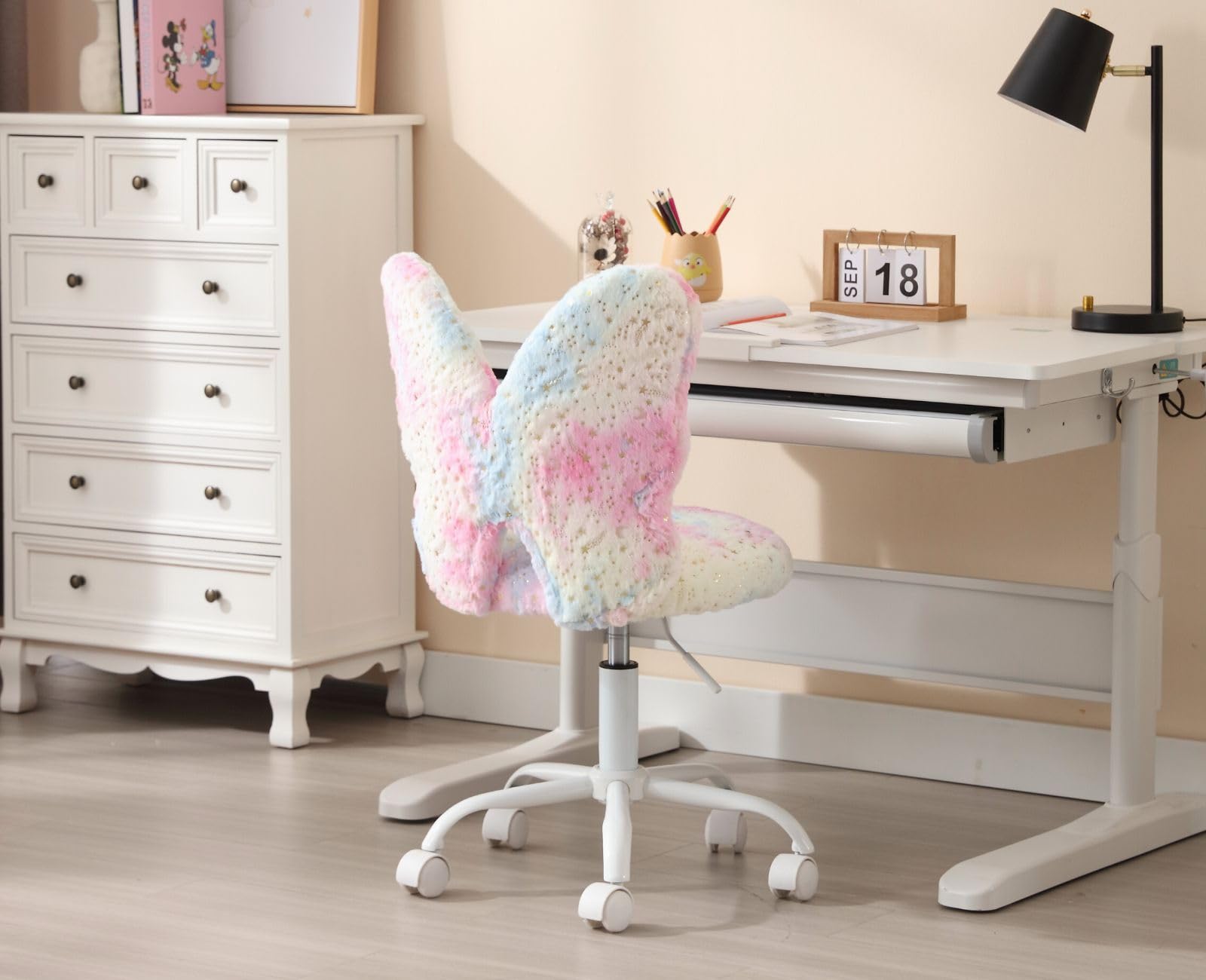 Ya-Home Silla Infantil de Escritorio Sillas Giratoria de Piel Sintética,Sillas Estudio con Respaldo Único Silla de Habitación Regulable para Niños/Juvenil,Rosa