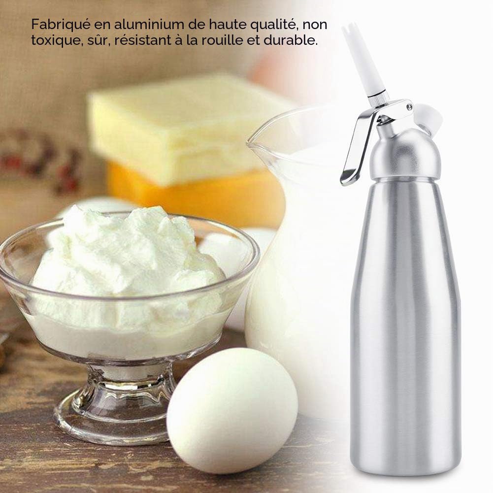 Distributeur de crème, distributeur de crème fouettée professionnel 1L mousseur pour cuisine