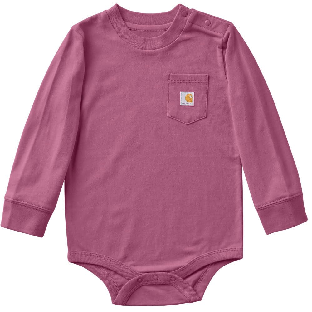 Carhartt Long-Sleeve Pocket Bodysuit | 100% Cotton | Made From Breathable, 100% Cotton Jersey | Easy Changes 6 Months New Violet Quartz