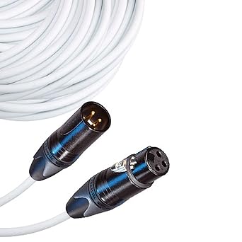 Male to Female XLR Cable with Neutrik NC3 Connectors and Premium 20ga wire - 150: FT long: White