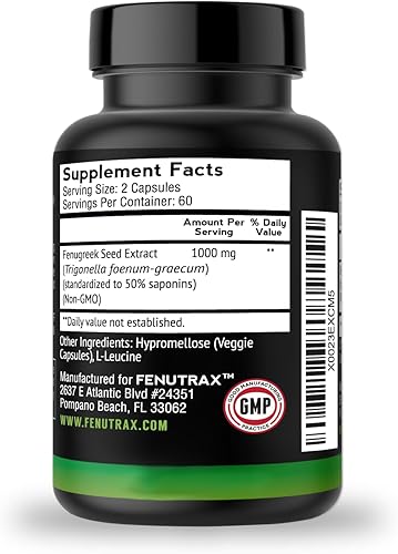 Miniatura 7 de FenuTrax Extracto de fenogreco suministro de 2 meses - Ultra alta potencia 50 - Más fuerte que la testofeno para hombres - Extracto de semillas de