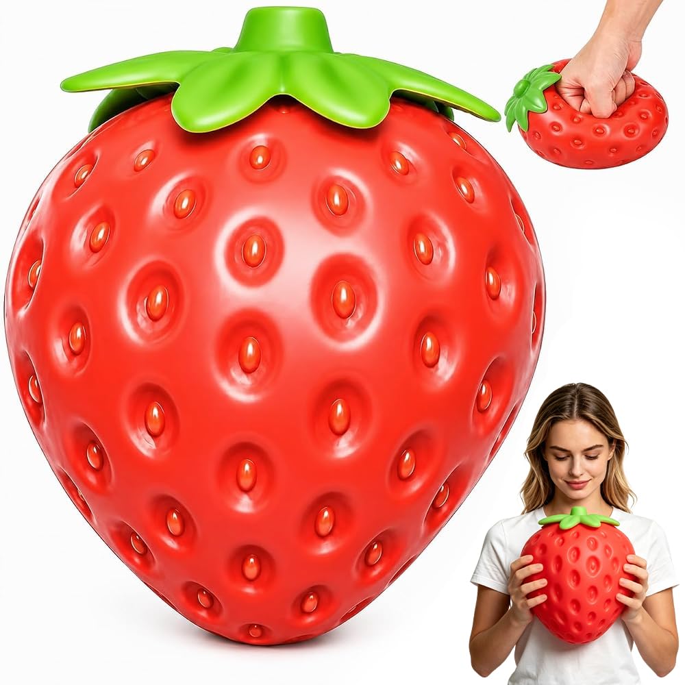 Giant Strawberry Squishy, Slow Rising Squishy Toy, Soft Sensory Stress Ball for Adults, Realistic Fruit Fidget Toy, Squeeze Toy for Hand Exercise and Sensory Play, Fun Desk Toy — image 1