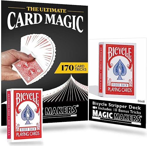 Magic Makers Ultimate Card Magic Kit 170 efectos de cartas con cubierta de pelacicicletas