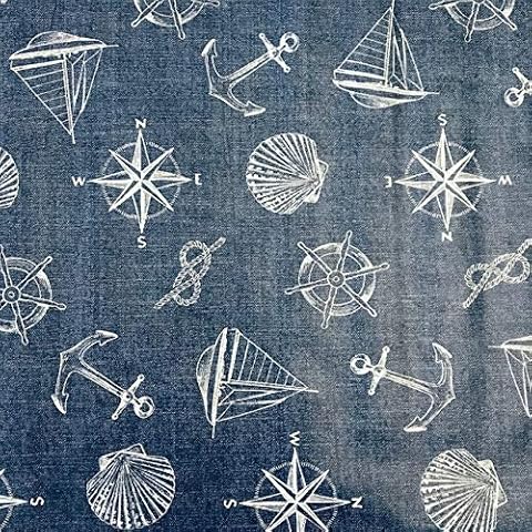 linen702 Vinyl Tablecloth 54 inch Round (137cm) Boats and Anchor Nautical Design To fit a 4 Seater Size Circular table, Wipe Clean, Plastic Table Cloth (298) Cover
