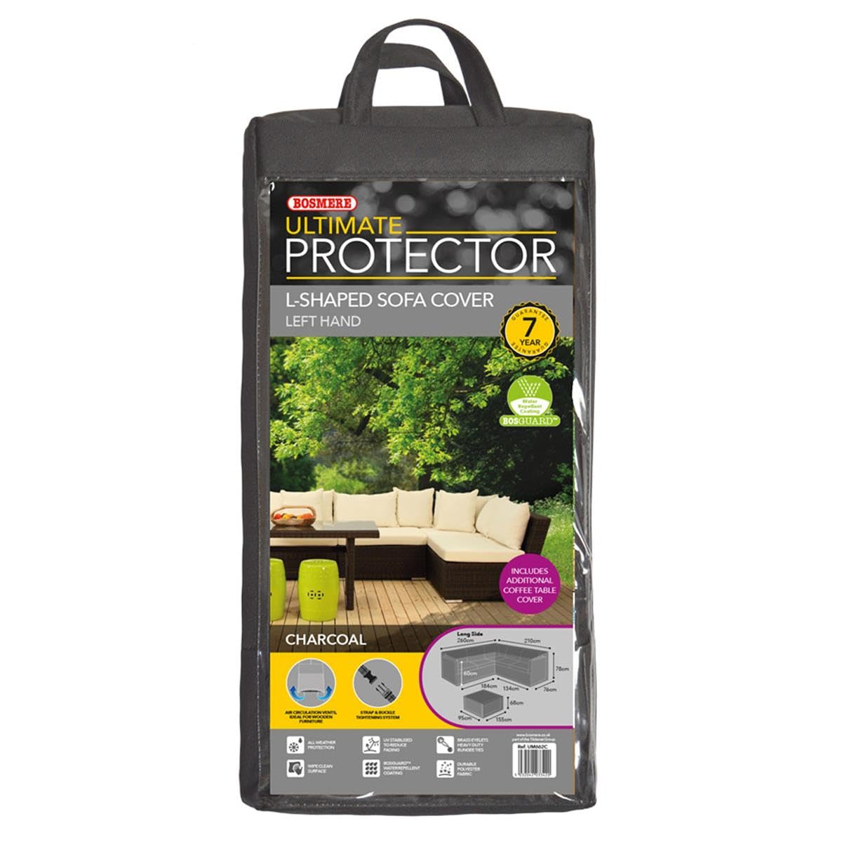 Bosmere Ultimate Protector (Modular) L Shaped Dining Cover Left Side Long Medium Charcoal UM662C
