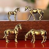 MHYGKTXRA 4pcs Mini Copper Alloy Pony, Moss Flower Pot Fish Tank Micro Landscape Ornaments, Animal Mini Bonsai Landscaping Decoration, Micro Carved Knick-knacks, Perfect for Room Decor