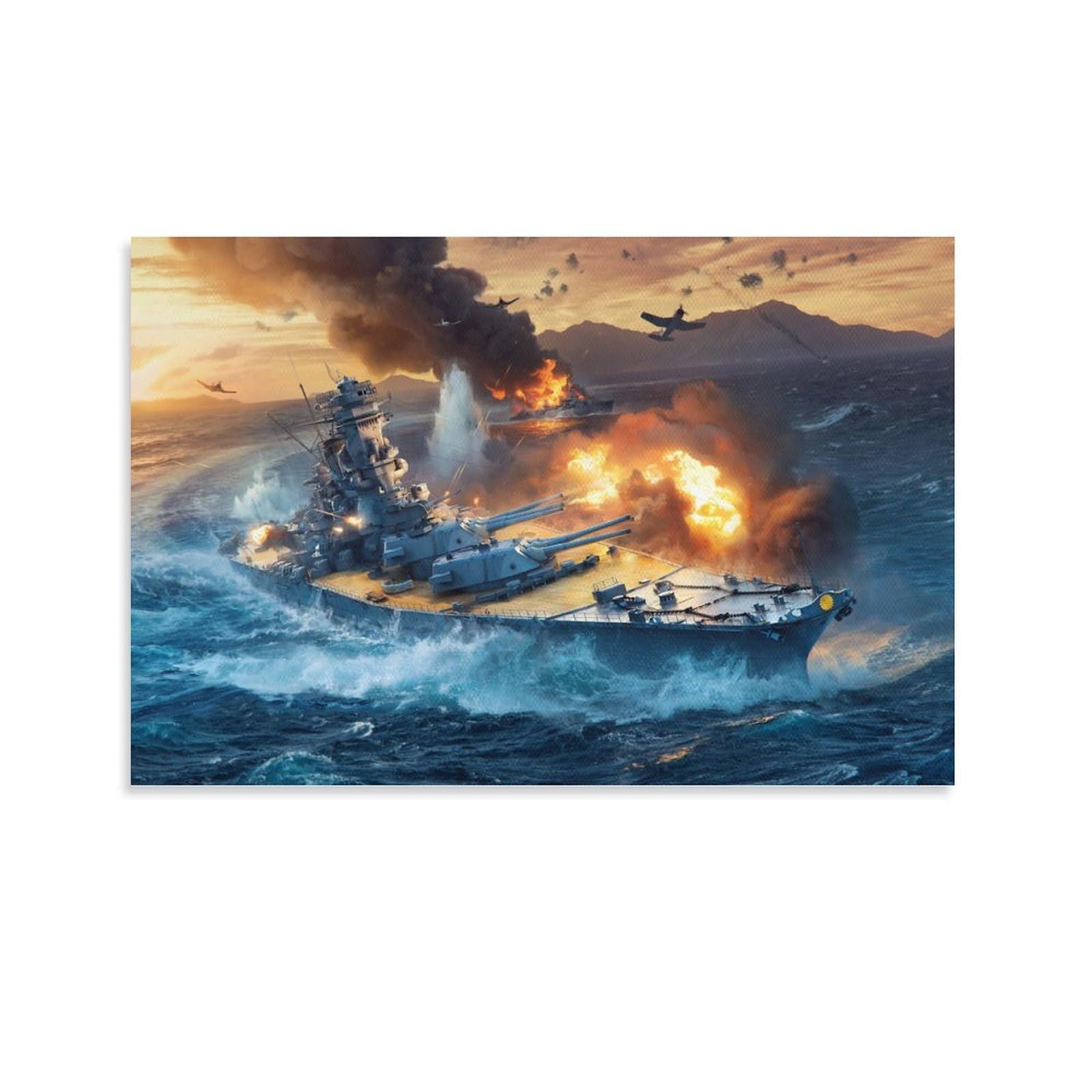 Amazon.co.jp: 大和戦艦ウォールアートキャンバス絵画ポスター