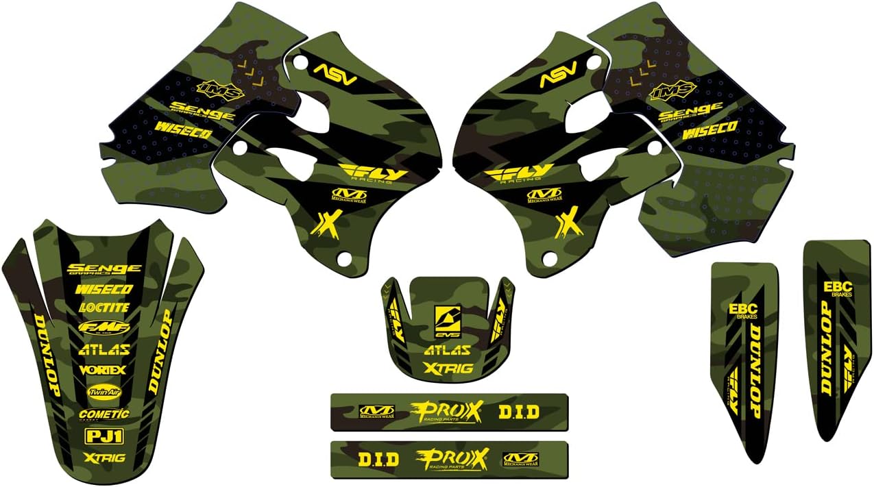 1996-1998 RM 250 Apache Green Senge Graphics Complete Kit with Rider I.D. Compatible with Suzuki