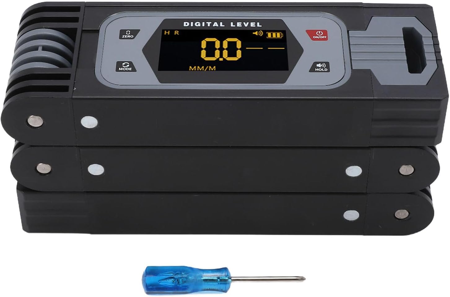 Fafeicy Digital Folding Level, Magnetic ABS Frame Large Display Multi Angle Measuring Tool with Buzzer Alert System, for Woodworking Installation Stairs Cabinets