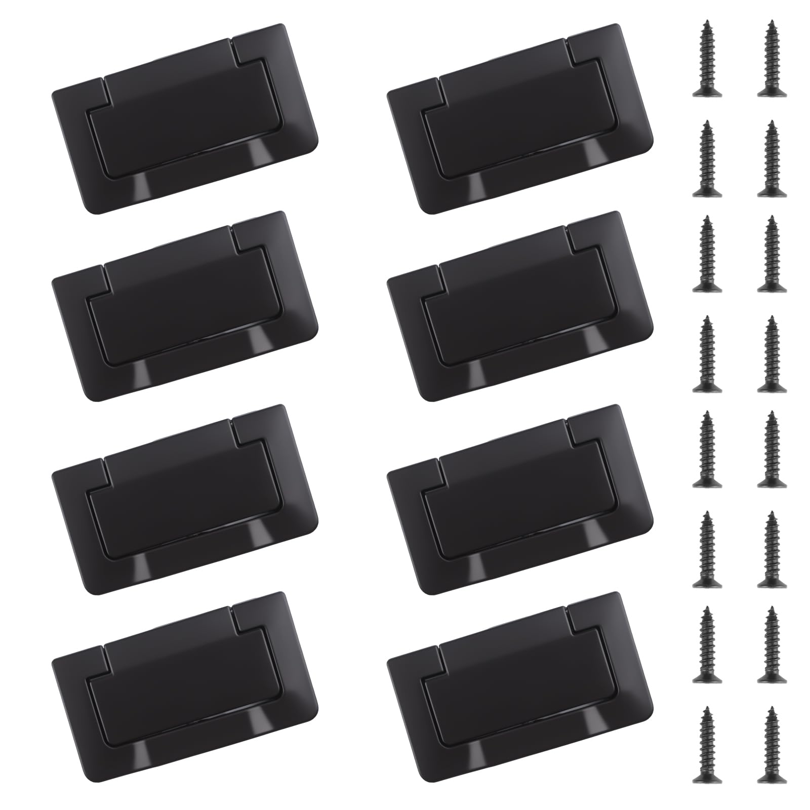 MOROBOR 8 Pcs Pocket Doors Drawer Handles, Flush Pull Ring Handle Zinc Alloy Concealed Trap Door Furniture Pulls with Screws for Cabinets Wardrobes Drawers (Matte Black) — image 1