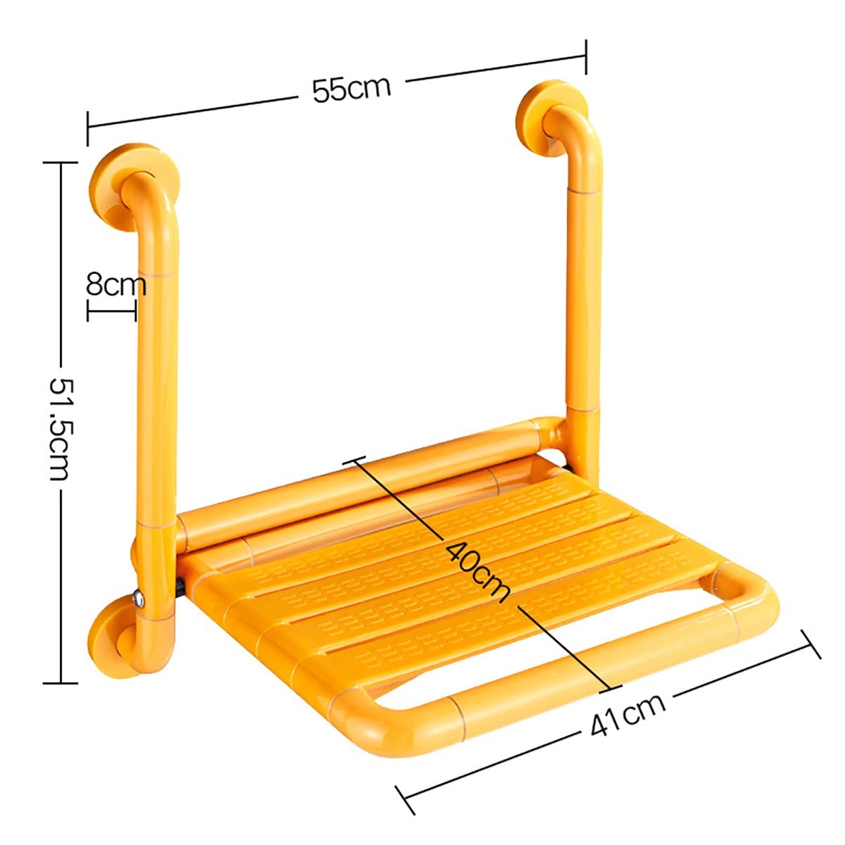 Silla de Ducha Plegable con reposabrazos, Taburete Plegable para baño, Asiento de Ducha de Pared para Personas Mayores, Seguro, Antideslizante, pasamanos sin barreras para discapac