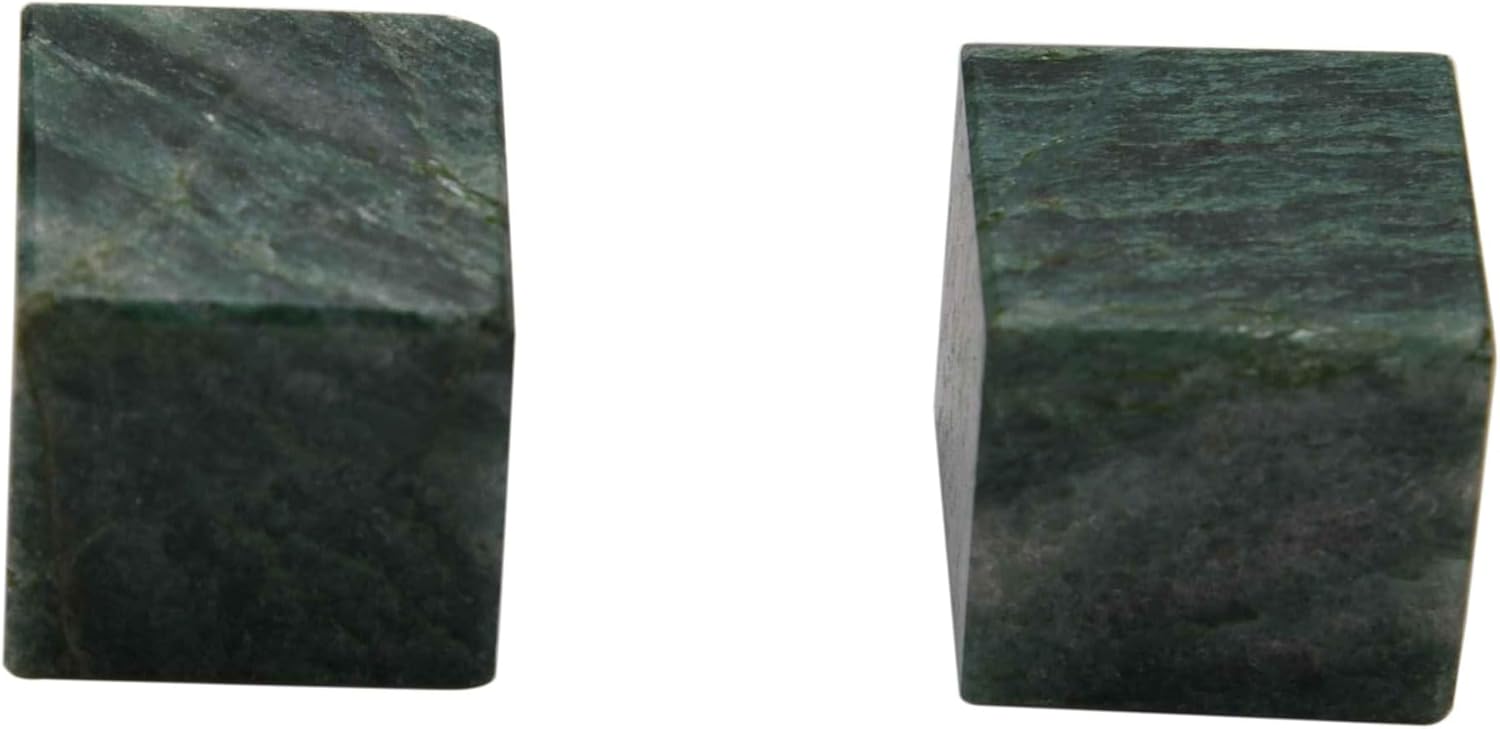 Reiki Dark Green Jade Cube Shape Stone 0.5" to 1" Inches Approx Set of 5 Pcs