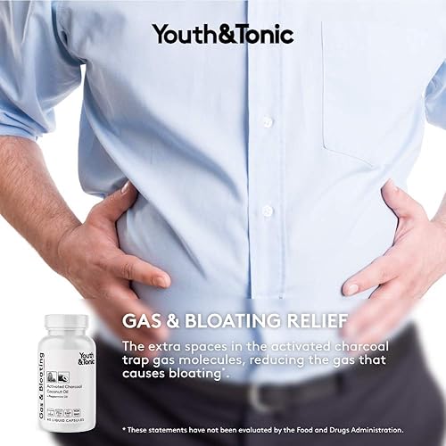 Miniatura 3 de Youth & Tonic Píldoras de carbón activado y limpieza de 15 días para gases y hinchazón, desintoxicación corporal o limpieza de colon