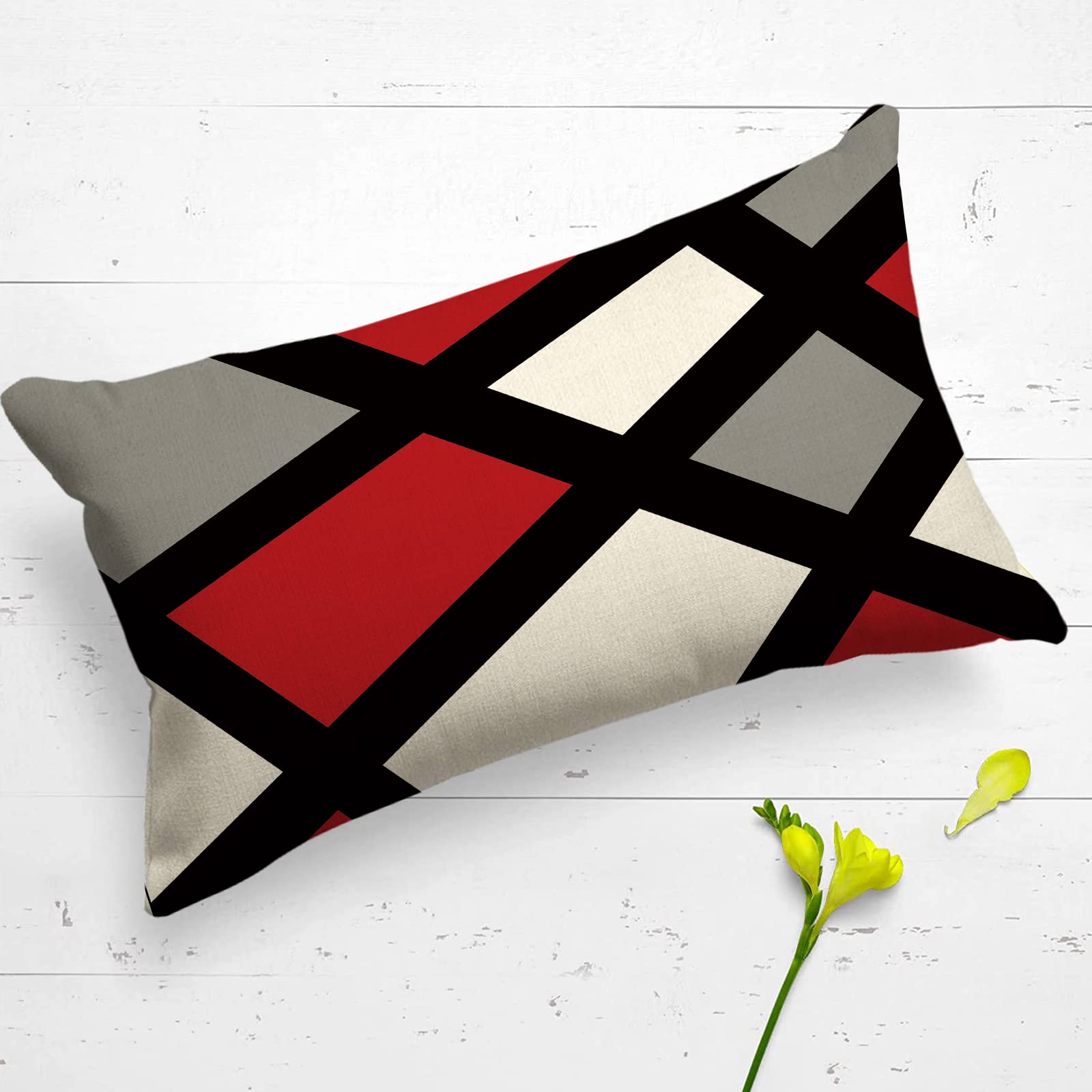 ZWJD Fodera per Cuscino Decorativa in Lino 30x50 Set di 4 Fodere per Cuscini Motivo Geometrico Fodere per Cuscini per Divano Camera da Letto Divano Cuscino per Esterno 30x50 A017-12