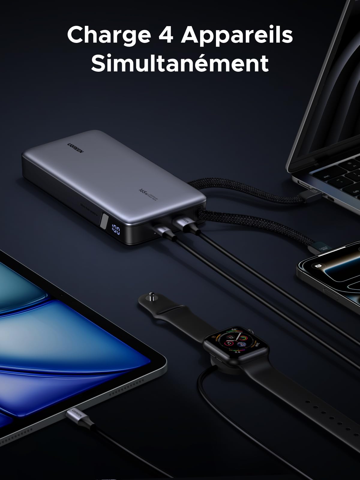 UGREEN Nexode 165W Batterie Externe 25000mAh Power Bank Charge Rapide 140W
