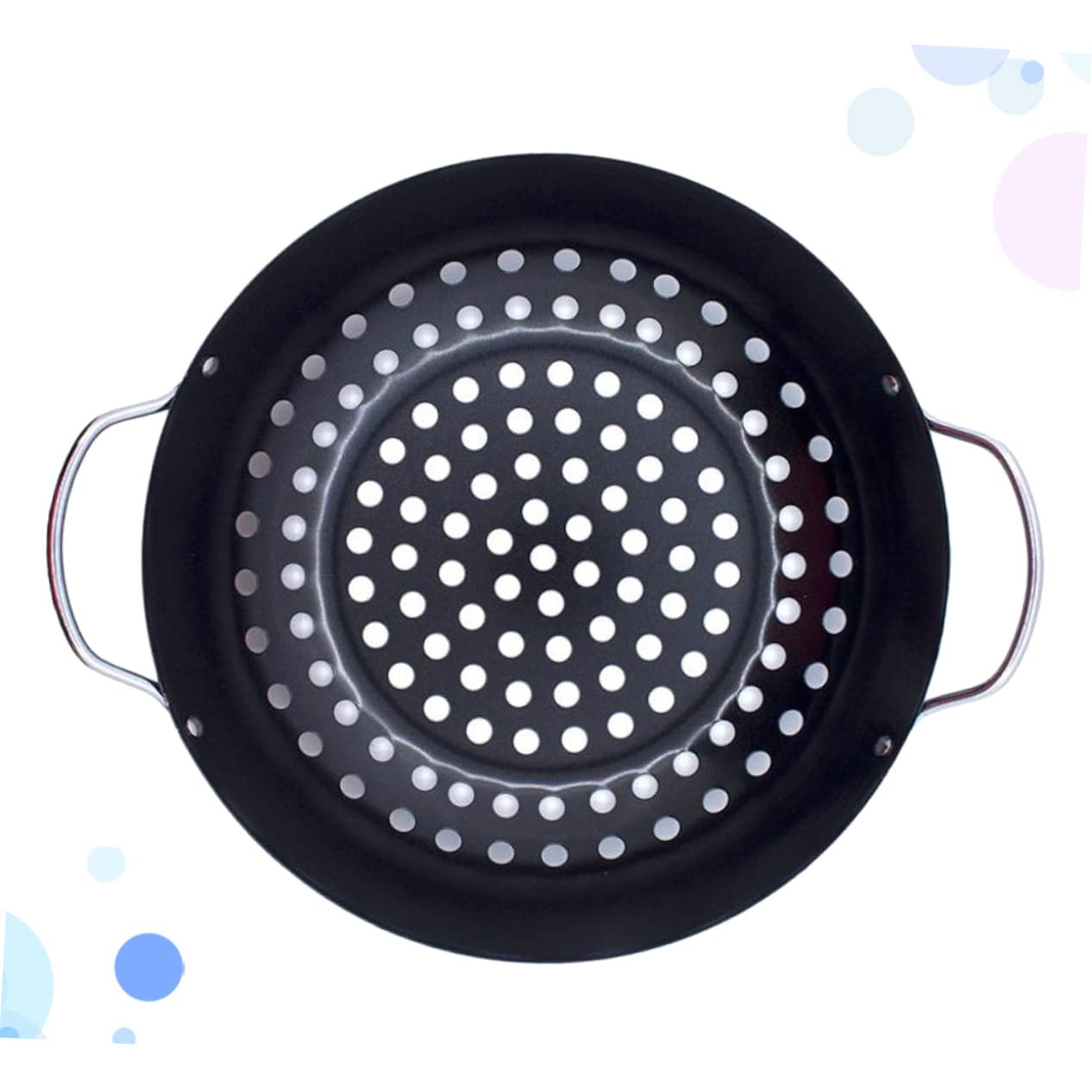 Piastra per Barbecue Antiaderente in Acciaio Nero con Manico, Design a Fori per Frutta e Pesce, Facile da Pulire, per Uso Esterno e Casa