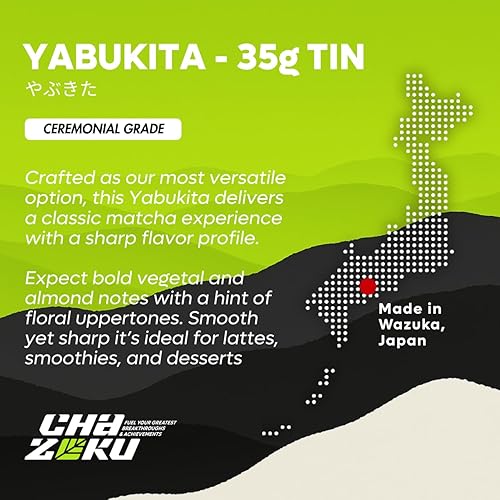 Miniatura 4 de Chazoku Yabukita - Polvo de té verde matcha de lata de 1.23 oz, cultivar individual, grado culinario, té japonés de sabor tradicional, fresco de