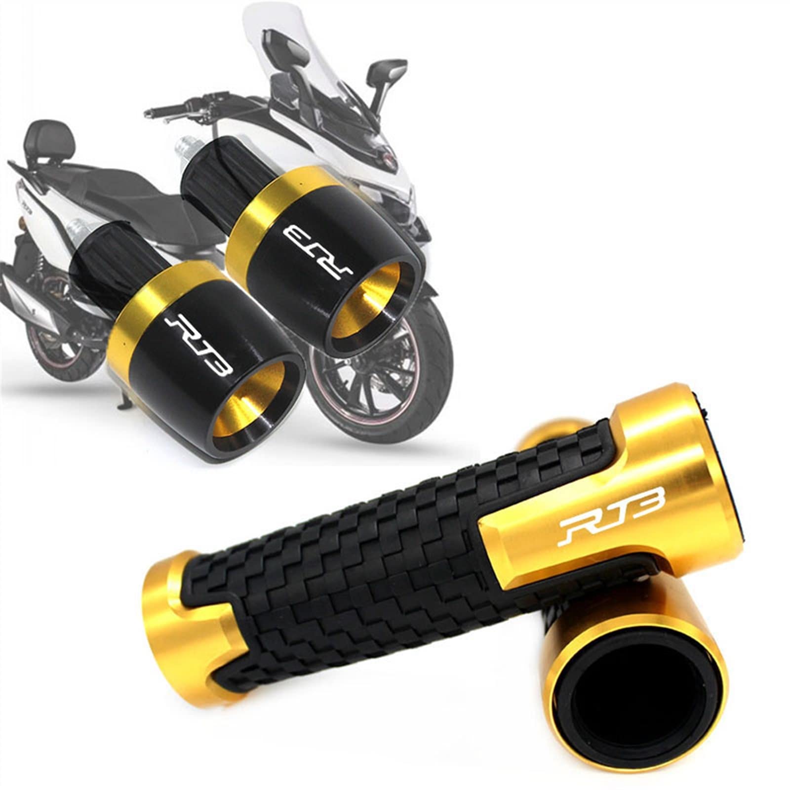 Contrapesos Manillar Moto para Cyclone RT3 DAELIM XQ250 XQ 250 250CC 7/8 '' 22mm Manillar de Motocicleta Empuñaduras Mano Tapa Extremo Barra(Orange,A+b)