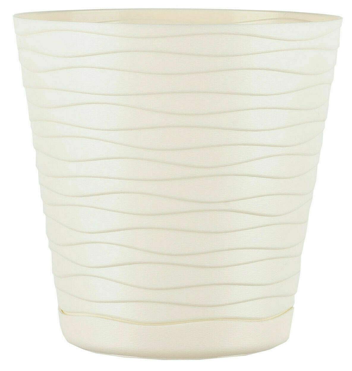 KORAD TEDI Indoor Flower Plant Pot with Saucer|Decorative Modern Plastic Planter with Drainage Holes|Lightweight & Durable for Houseplants|Multiple Sizes & Colours(Cream, Ø 13 cm (5.10 inch))