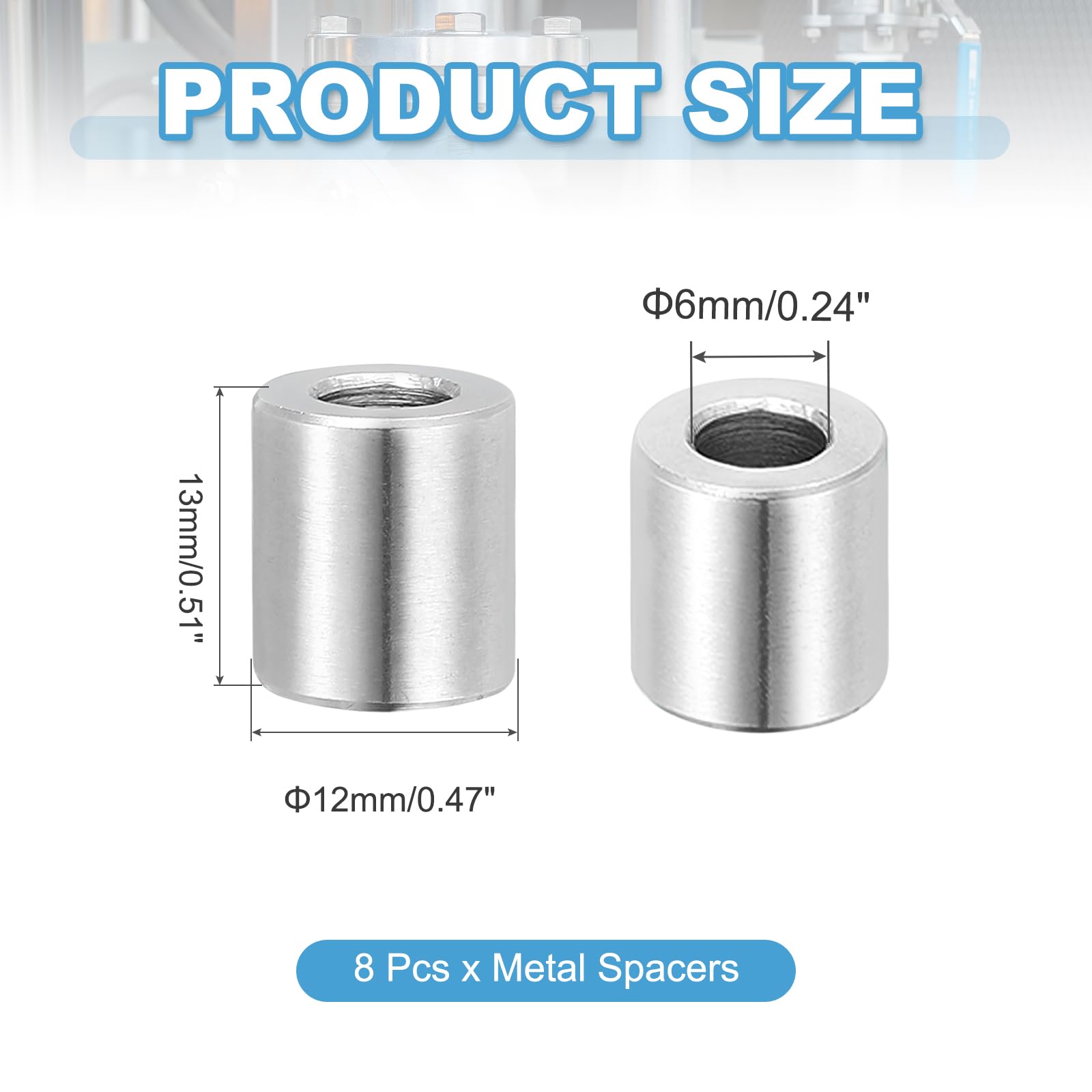 PATIKIL 8 Pcs Stainless Steel Spacers - Image 2