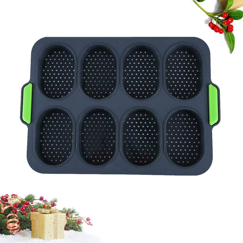 8 Slots French Roll Backform Silicone Food Grade Bakeware Pudding Decorating Tools (Grau)