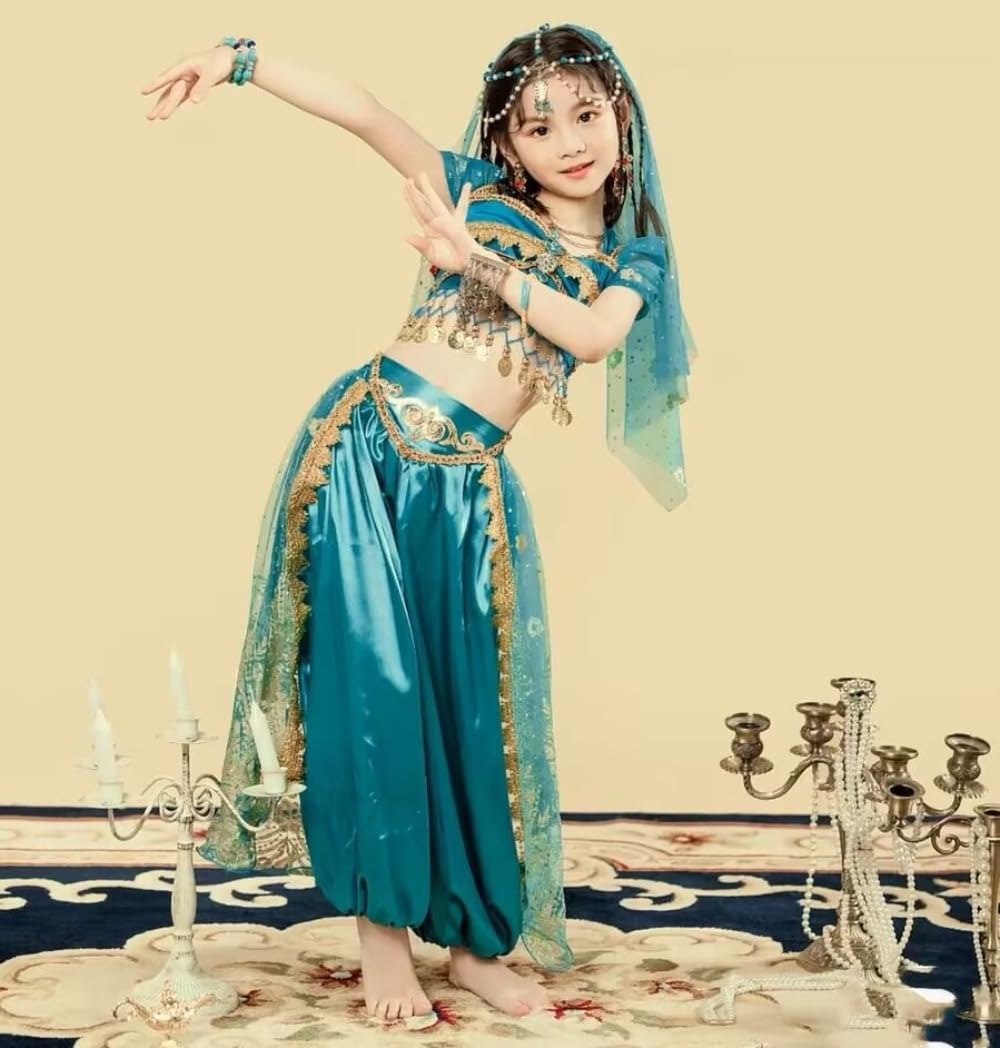 Amazon.co.jp: 2点セット 子供 ベリーダンス 衣装 アラジン ジャスミン