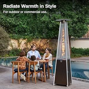 East oak pyramid patio heater 48000 btu outdoor patio heater quartz glass tube propane heater for commercial residential triple protection system with wheelsupgrade 2024 brown  urban country home decor