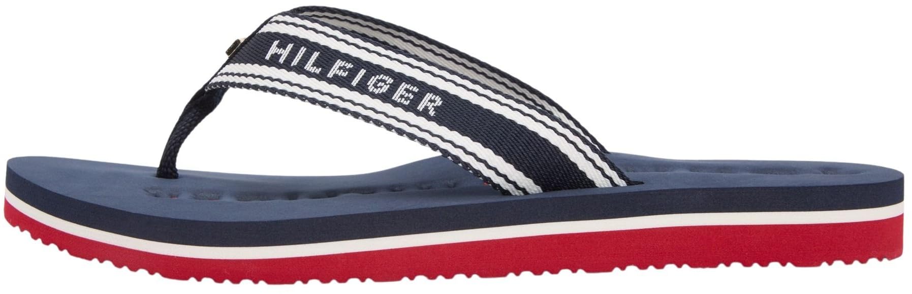 Tommy Hilfiger Women's Rwb Webbing Strap Signature Flip-Flops