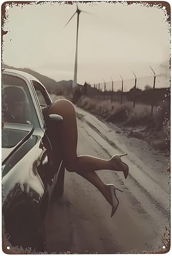 Letreros de metal retro sexy con texto en inglés "Hot Woman", póster sexy para el auto, con texto en inglés "Pin Up Girl", carteles de estaño,