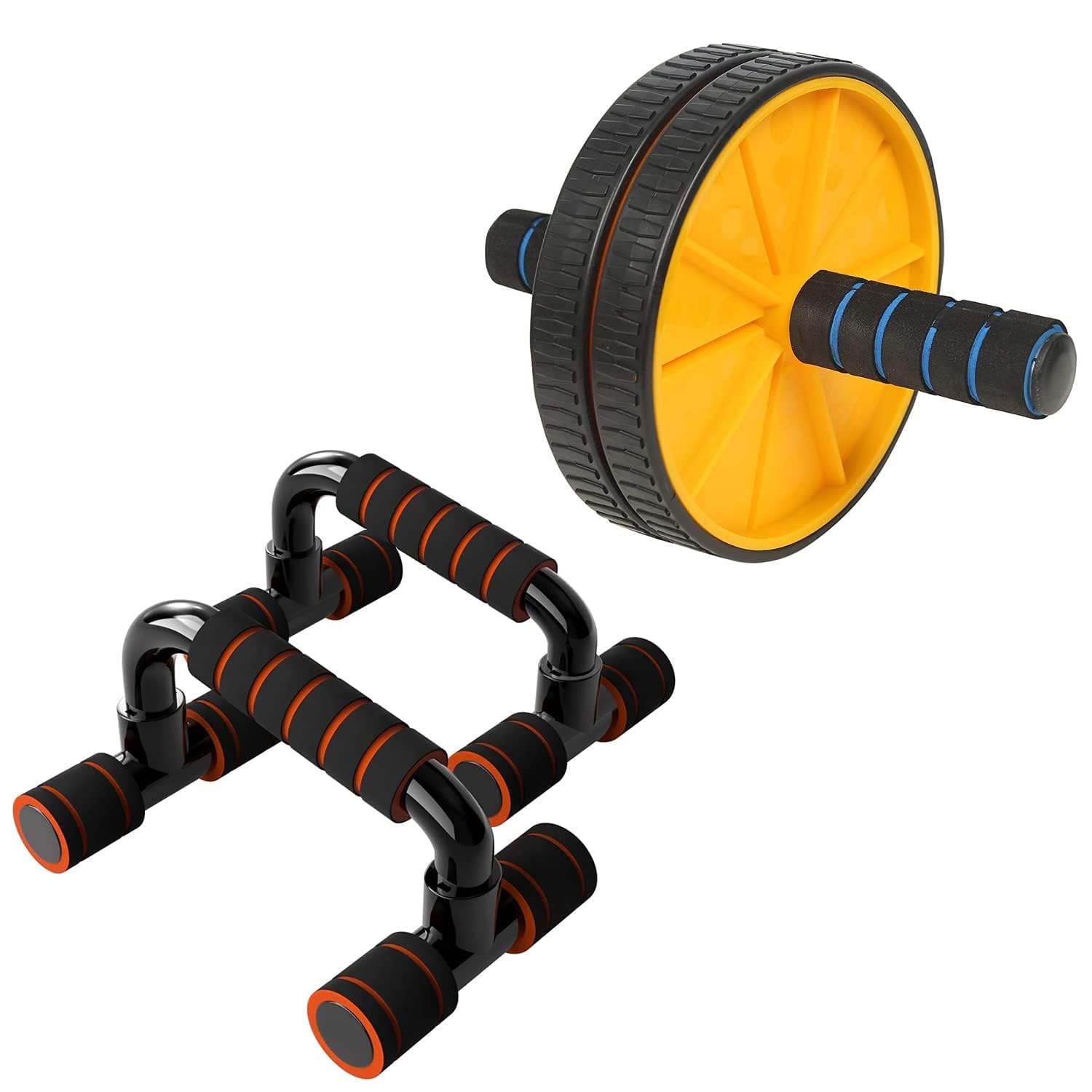 Fitfix® Professional Abdominal Wheel With Push Up Bar | Ab Roller With Workout Push-up Stands for Exercise Fitness Gym for Men & Women (Ab Roller Push Up Bar Combo)-image-8