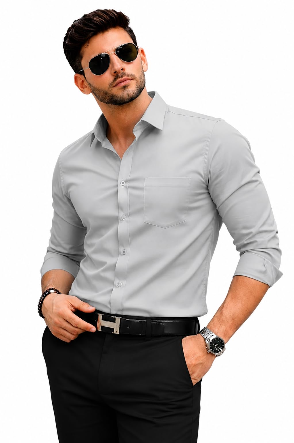 nexora Men's Slim Fit Formal Shirt, Cotton, Full Sleeve, Spread Collar, Breathable, Office-picture-46