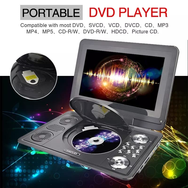 Reproductor de DVD 13 Pulgadas, HD, portátil, móvil, Digital, Reproductor Multimedia, TV, EVD, Radio, Tarjeta SD, Disco U para Coche y niños