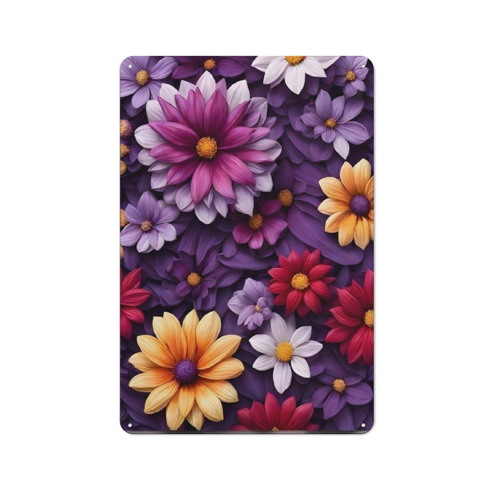 Junmoney Flower Wallpaper Vector Metal Wall Plaque 30X20cm, Vintage Nostalgic Wall Art For Bedroom, Office, Home Bar Or Dining Room